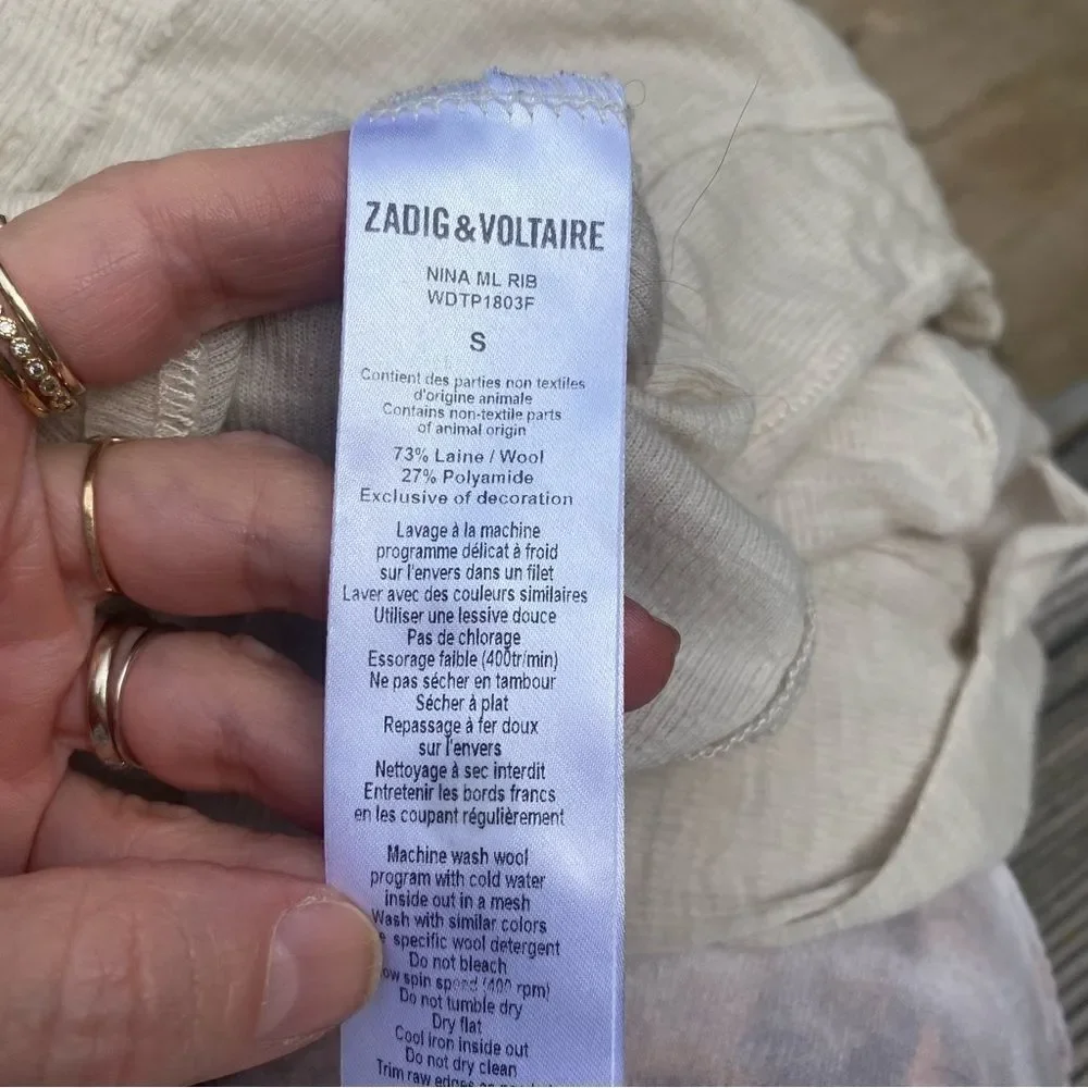 Zadig & Voltaire long sleeve top size small